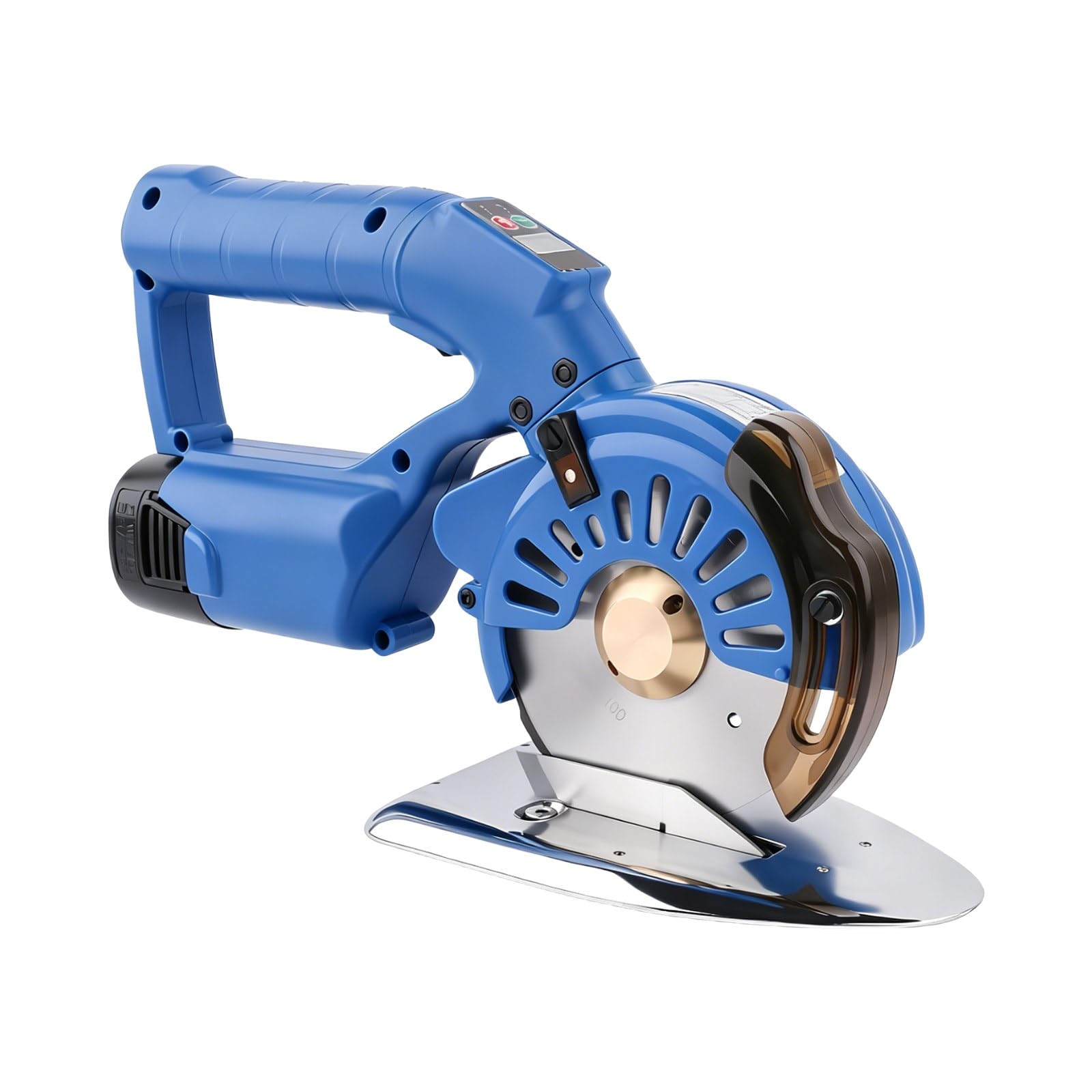Máquina Cortadora Tela Rotativa Recargable Batería Doble 16.8v Cuchilla Autoafilado LED Luz Capacidad Corte 27mm Cuero Textil Alfombra Cartón Tapicería Costura Taller Multi Capa Portátil