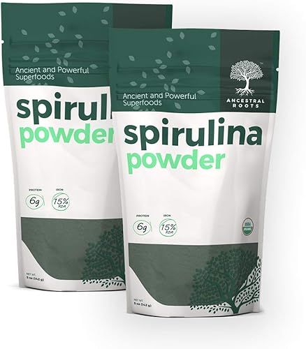 Miniatura 6 de Ancestral Roots - Polvo orgánico de espirulina (15.5 onzas) en polvo de espirulina vegana certificada por USDA I 100% puro superalimento para una