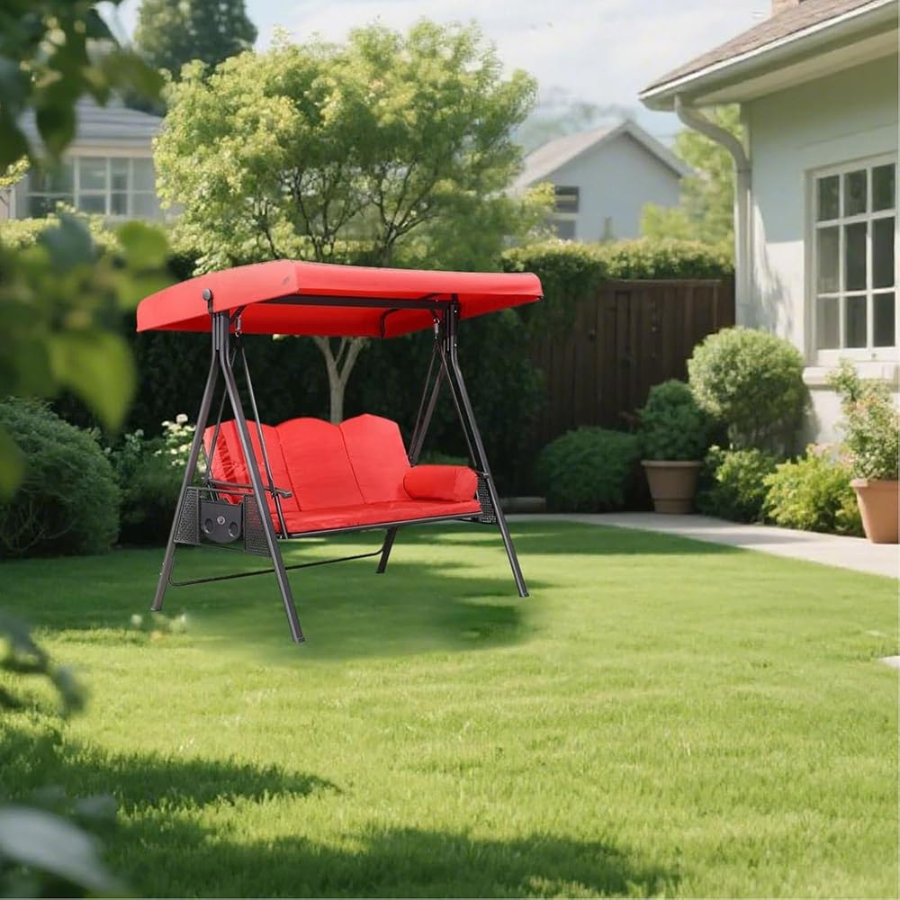 Toit De Remplacement pour Balancelle De Jardin 195x125 191x120 164x114cm Toit De Rechange pour Balancelle Extérieur Anti-UV Imperméable 2 Et 3 Places(Red,83x48x9in(213x122x23cm))