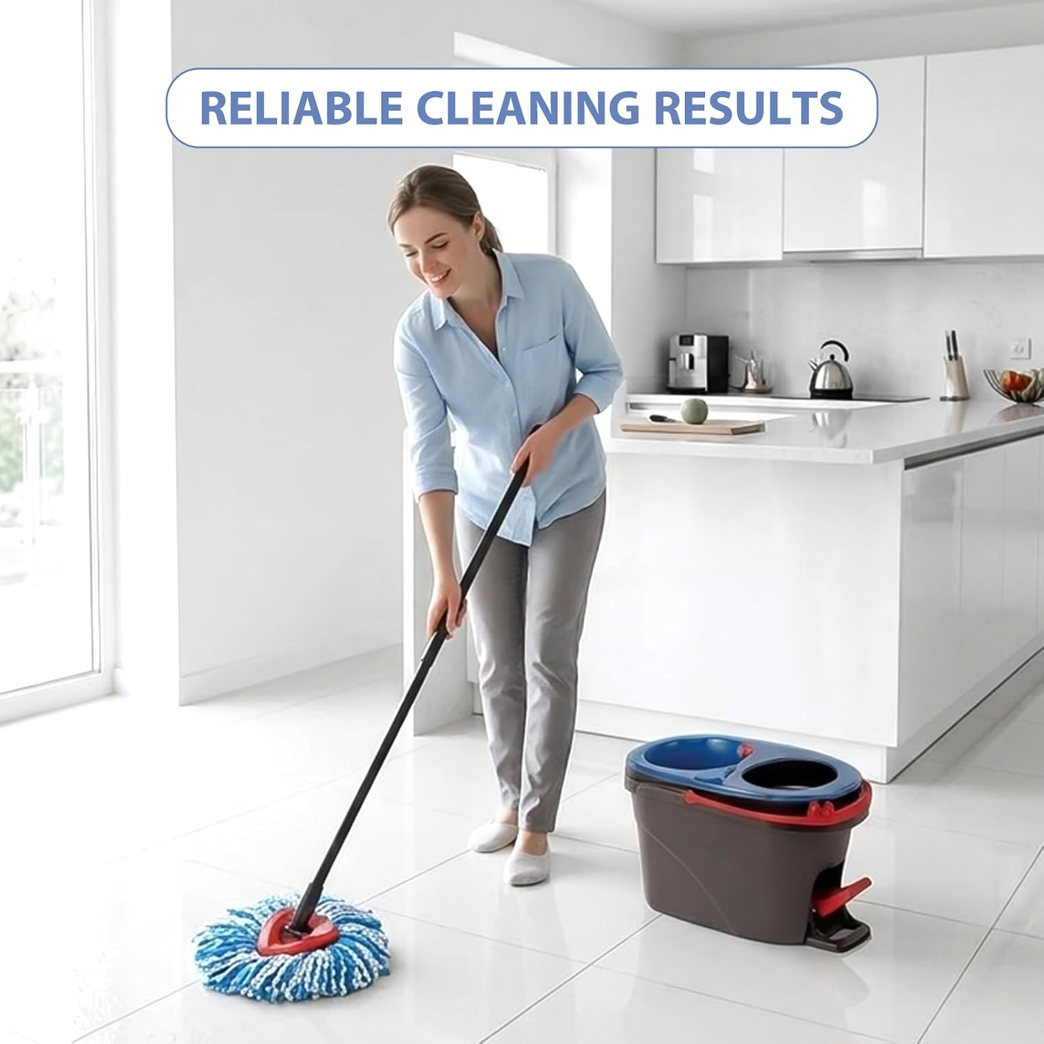 Replacement Mop Heads Compatible with 2-Tank RinseClean Spin Mop, 4 Pack Microfiber Mop Refills with Base Cover, Secure Fit, Machine Washable, Reusable for Hardwood Floor, Tile & Pet Hair