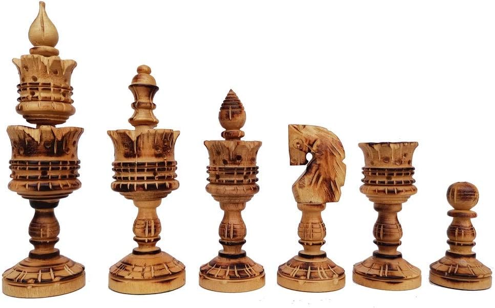 Lotus Series - Unique Hand Carved Chess Set & Artistic Chess Pieces |Burnt Chess Set | Unique Chess Set