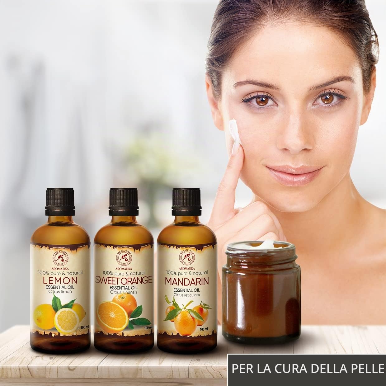 Olio Essenziale Set 3x100ml - Oli Aromaterapici - Limone - Arancia - Mandarino - Kit Set 3 Oli Essenziali per Diffusori - Bruciaolio - Umidificatore - Aromaterapia Olio Essenziale