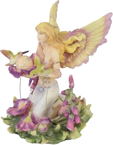 Miniatura 3 de Ebros Gift Jody Bergsma Faith Fairy Naiad - Estatua de flores moradas con colibríes, 5.75 pulgadas de alto, figura mágica de jardín de hadas en