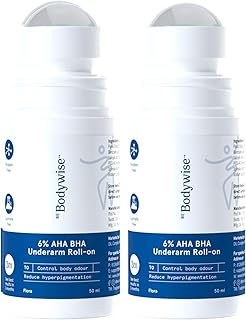 Be Bodywise 6% AHA BHA Underarm Roll-on Deodorant, Flora Fragrance,1% Mandelic,4% Lactic,1% Salicylic &amp; Kojic Acid, Reduce...