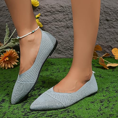 Flats for Womens Pointed Toe Slip On Ballet Dress Shoes Knit Mesh Breathable Comfortable Casual Mary Jane Flats Dressy Work Office Travel Women Non Slip Soft Sole Dance Lazy Shoes4