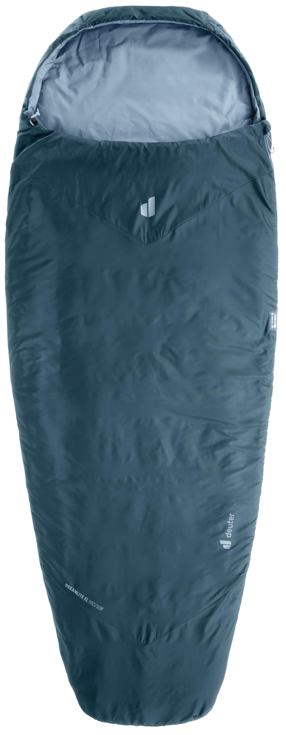 deuter Dreamlite EL 10C/50F - Extra Long (Altura del Cuerpo hasta 200 cm), Saco de Dormir Ultraligero de Fibra sintética