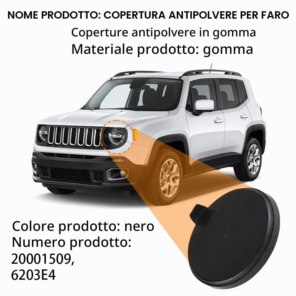 Copertura antipolvere faro gomma Jeep Renegade 2016 LED