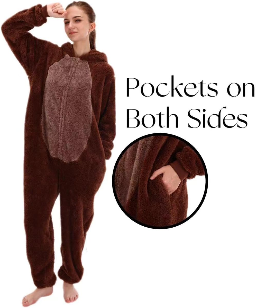 COSUSKET Snug Fit Unisex Adult Onesie Pajamas, Flannel Cosplay Animal One Piece Halloween Costume Sleepwear Homewear - Image 5