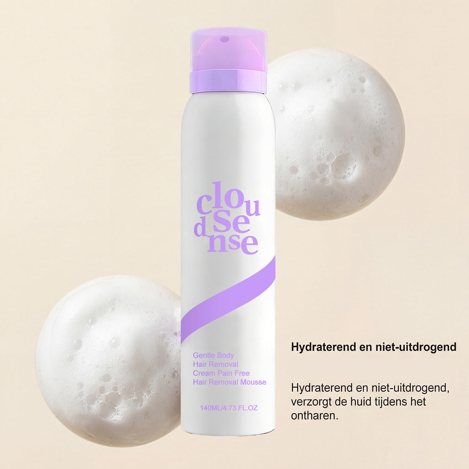 Cloud Sense pianka do depilacji, miękki spray do depilacji ze szpatułką, spray do depilacji z aloesem do skóry wrażliwej, szybkie działanie, miękka i kojąca dla ciała, nóg i twarzy (1 szt.)