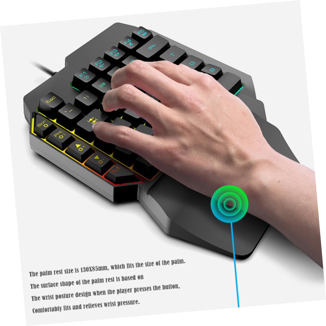 NUOBESTY Tastiera Da Gioco Retroilluminata Con Mouse, Combinazione E-sport Per Computer Domestici e Dormitori, Set Una Mano Facile Da Usare Per Gamer Principianti e Intrattenimento