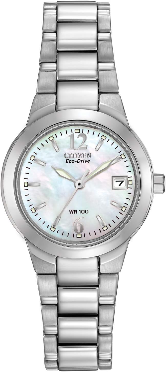 Women's Eco-Drive Dress Classic Watch in Stainless Steel, Mother of Pearl Dial, 26mm (Model: EW1670-59D)