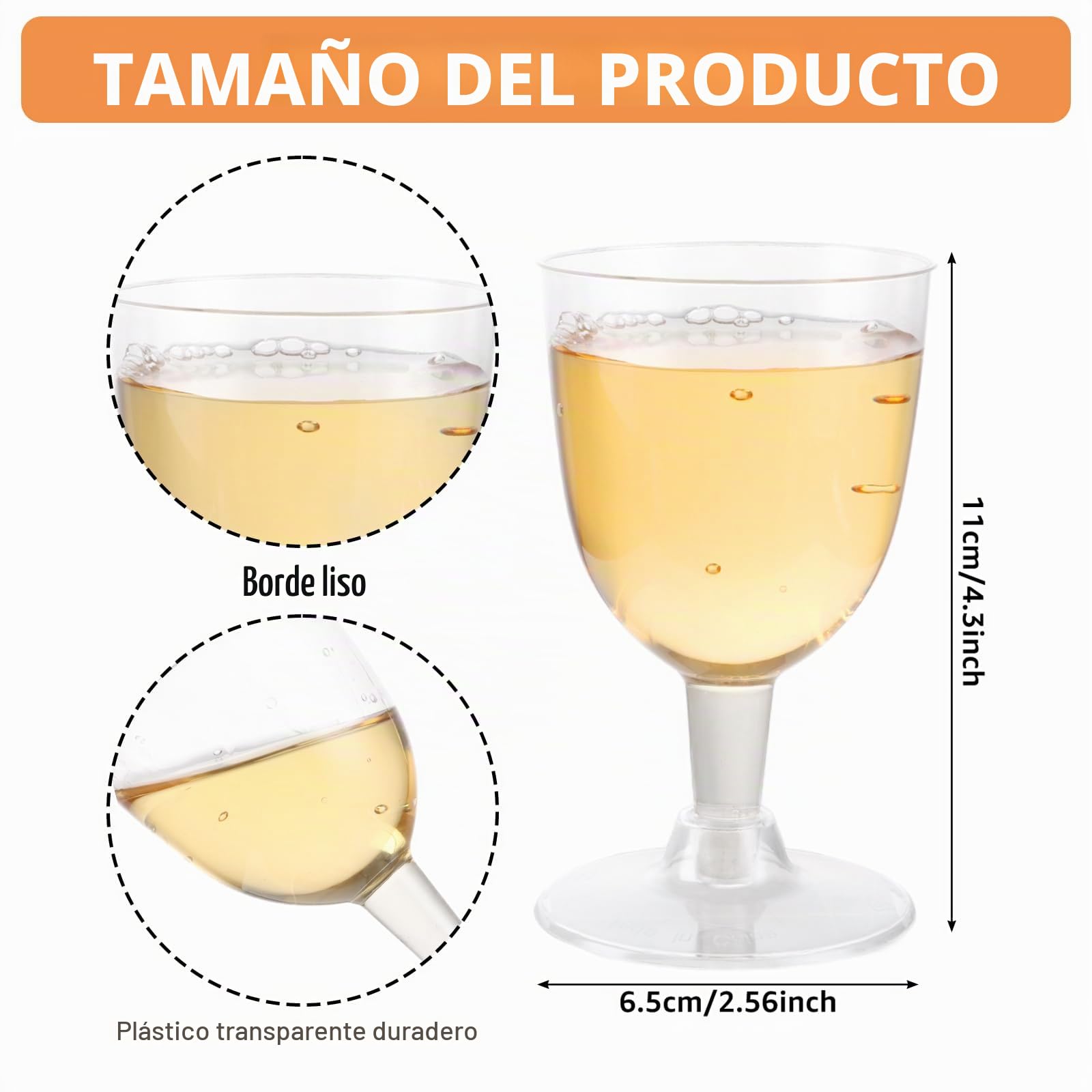 APACALI 100 copas de vino de plástico, 150 ml, copas de vino transparentes con tallo para bodas, cumpleaños, picnics