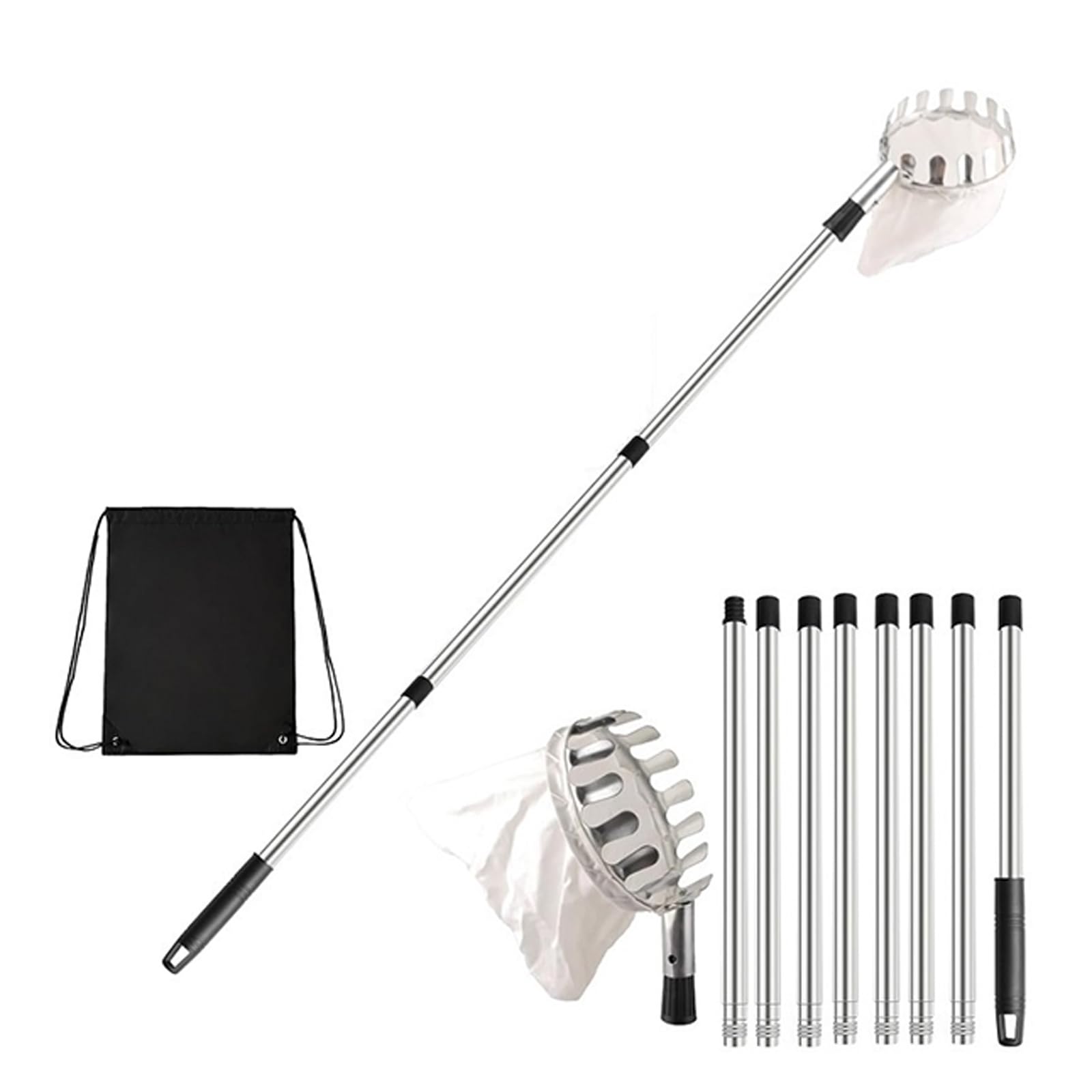Dispositivo profesional de cosecha de jardín, mango extensible hasta 13 pies con cabeza de metal para recoger naranjas peras en granjas, huertos, recolectores de frutas ajustables