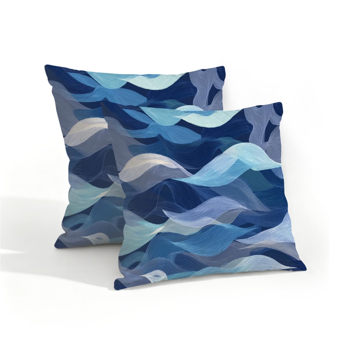 Outdoor Pillow Covers Waterproof Pillowcases 16x16in Set of 2 Modern Ocean Waves Lines Decorative Throw Cushion Case for Couch Sofa Garden Patio Furniture