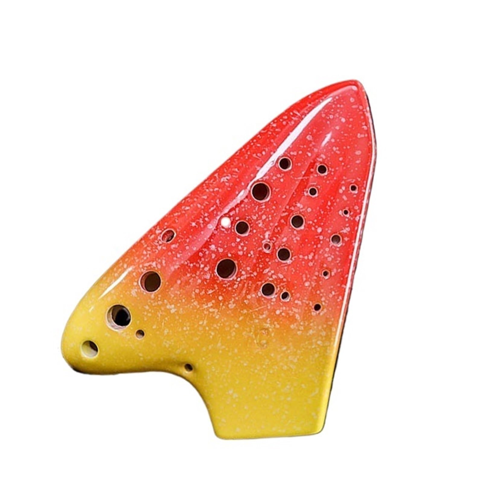 Ocarina De Tres Tubos Instrumento De Viento De Práctica De Interpretación Profesional Con Afinación AC instrumento De Ocarina Para Adultos(Red yellow)