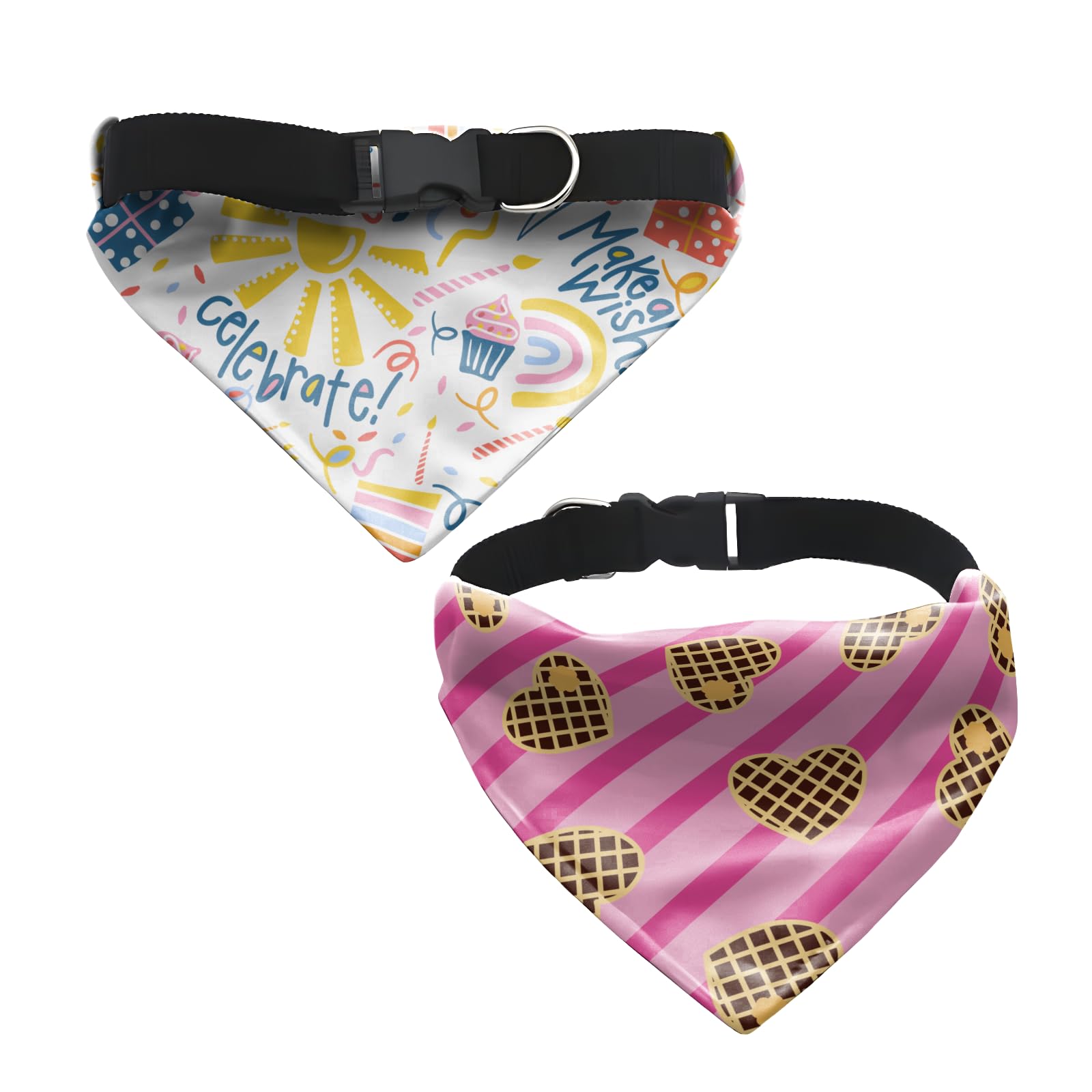 Dog Collar with Bandana Set of 3, Multicolor, Medium - Large