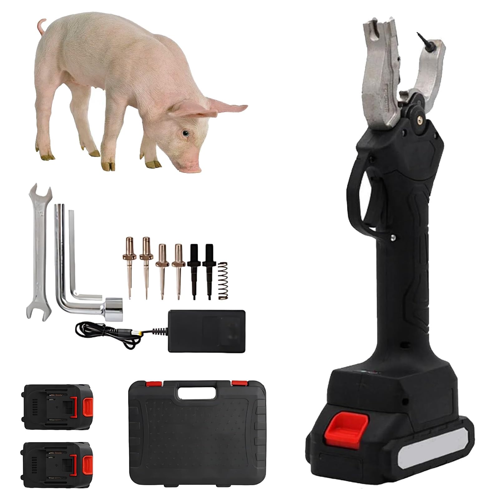 MRKU Ear Tag Pliers,Cordless Livestock Tagging Tool Cattle,Sheep,Pig with Rechargeable Batteries and Needles,Handheld Plier