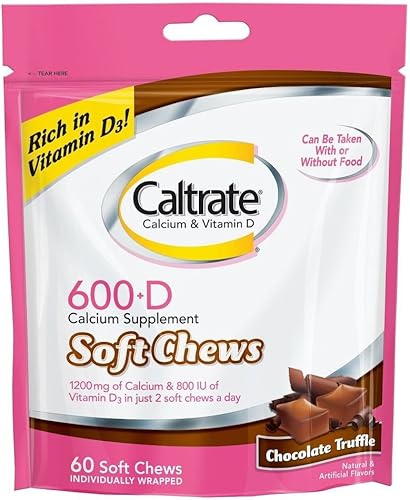 Caltrate 600+D masticables suaves, trufa de chocolate, 60 unidades (paquete de 2)
