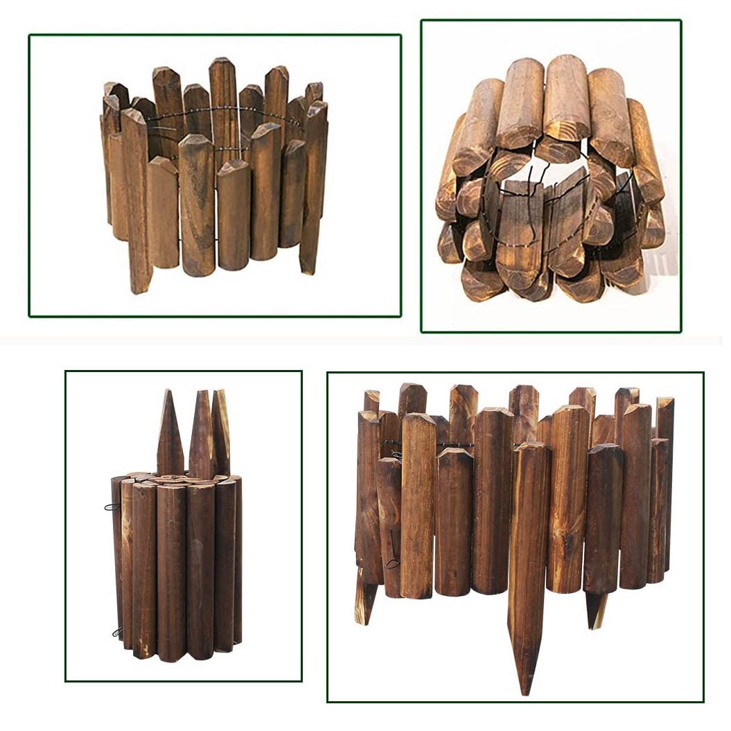 Bordo per Giardini/Palizzata, Recinzione in Legno Flessibile, Bordo Prato Palizzata, Decorazioni, Recinzioni Adatto per Aiuole E Prati, Lunghezza 120cm (Misurare : 25x120CM)