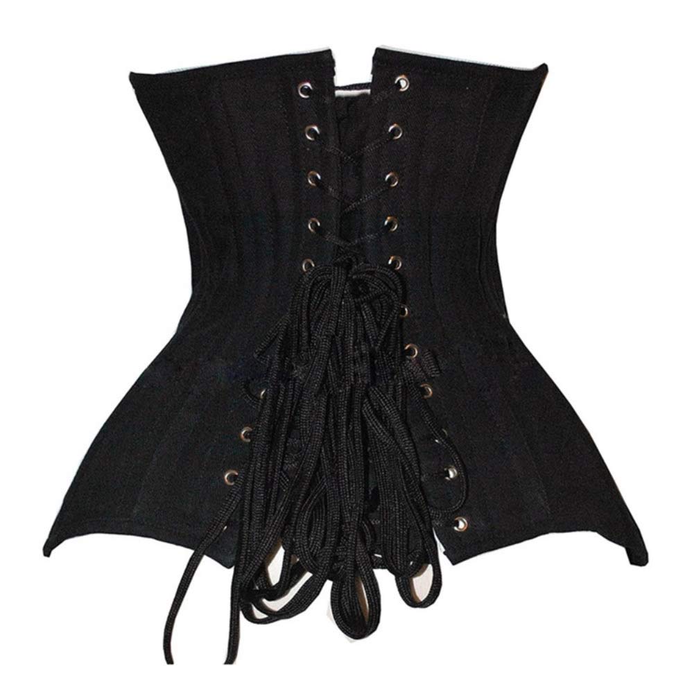 e-girl Corset Taille Acier | Uni, sous poitrine, fermeture busk avant, cordon laçage arrière, baleines acier