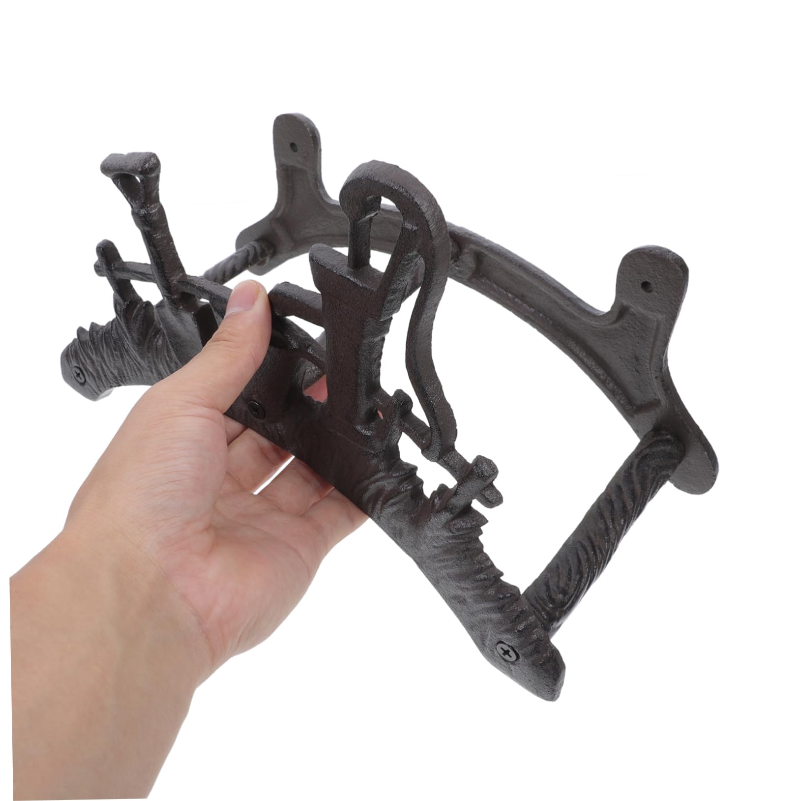 Soporte de Manguera de Hierro Negro, Colgador para Jardín y Patio | Montaje en Pared, Diseño Simple Decorativo, para Manguera y Máquina de Riego