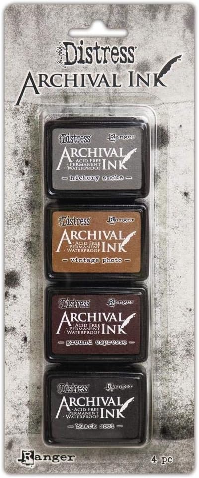Tim Holtz Distress Archival Mini Ink Kit 1, Kit 2, Kit 3 and Storage Tin - 4 Item Bundle