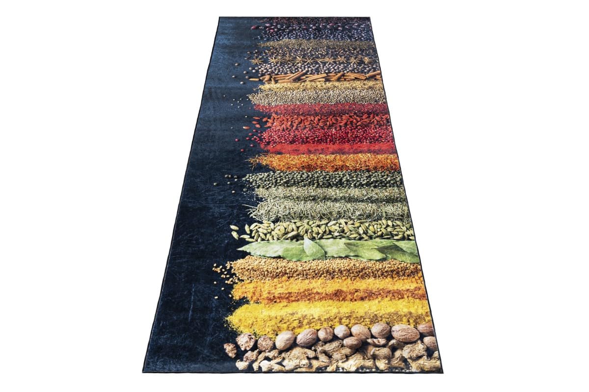 Mazovia Alfombra Cocina 80x200cm Motivo de Cocina con Estilo Antideslizante