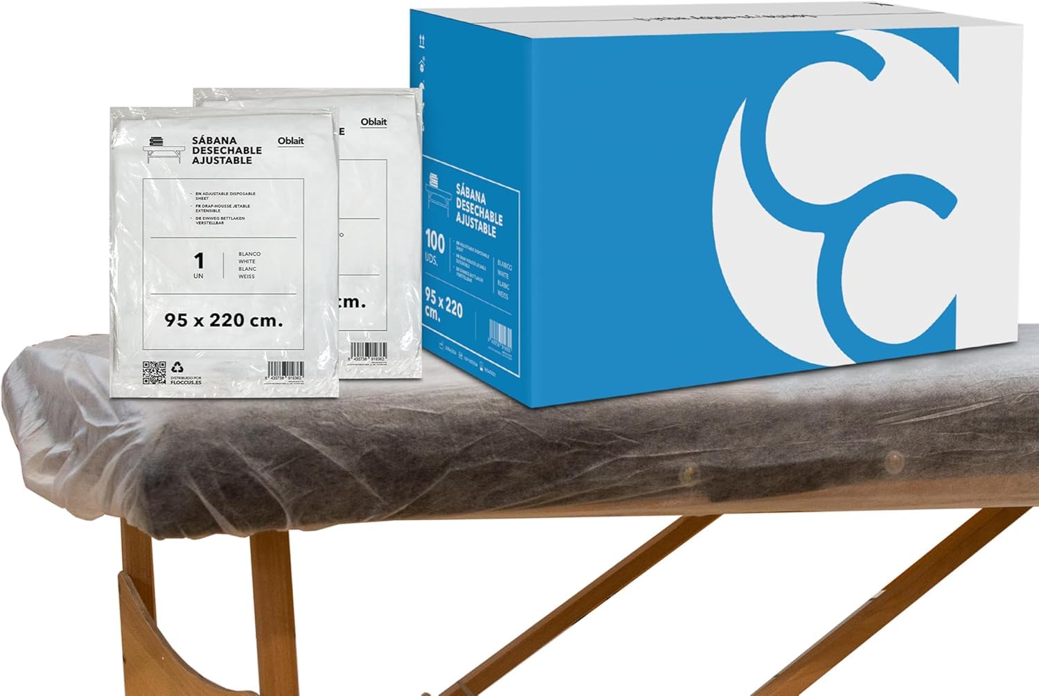 Sábana Desechable SMS Ajustable 95x220 cm | Pack de sábanas desechables para camilla (10 unidades)