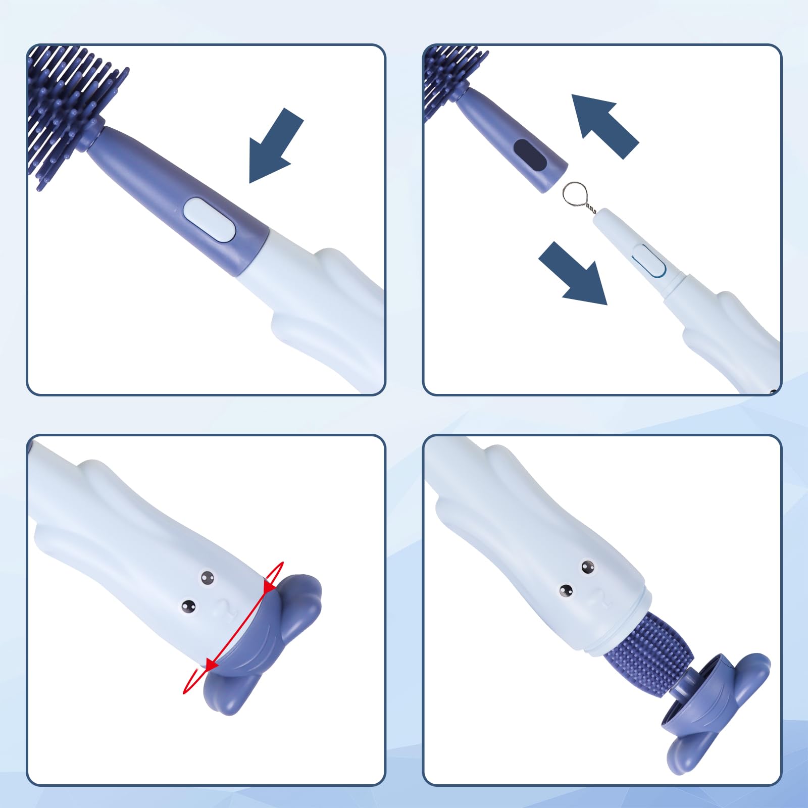 Brosse à Biberons 3-en-1 En Silicone - Tête Remplaçable - Sans BPA - Pour Tétines, Biberons Et Pailles - 11,2 Pouces