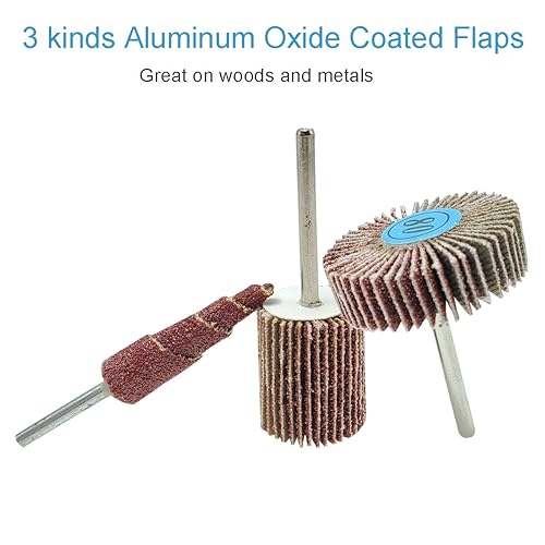 Miniatura 6 de Lijadora de rueda abrasiva con aleta abrasiva, grano 80 de 18 pulgadas de diámetro de vástago de 18 pulgadas, forma de cono, papel de lija abrasivo,