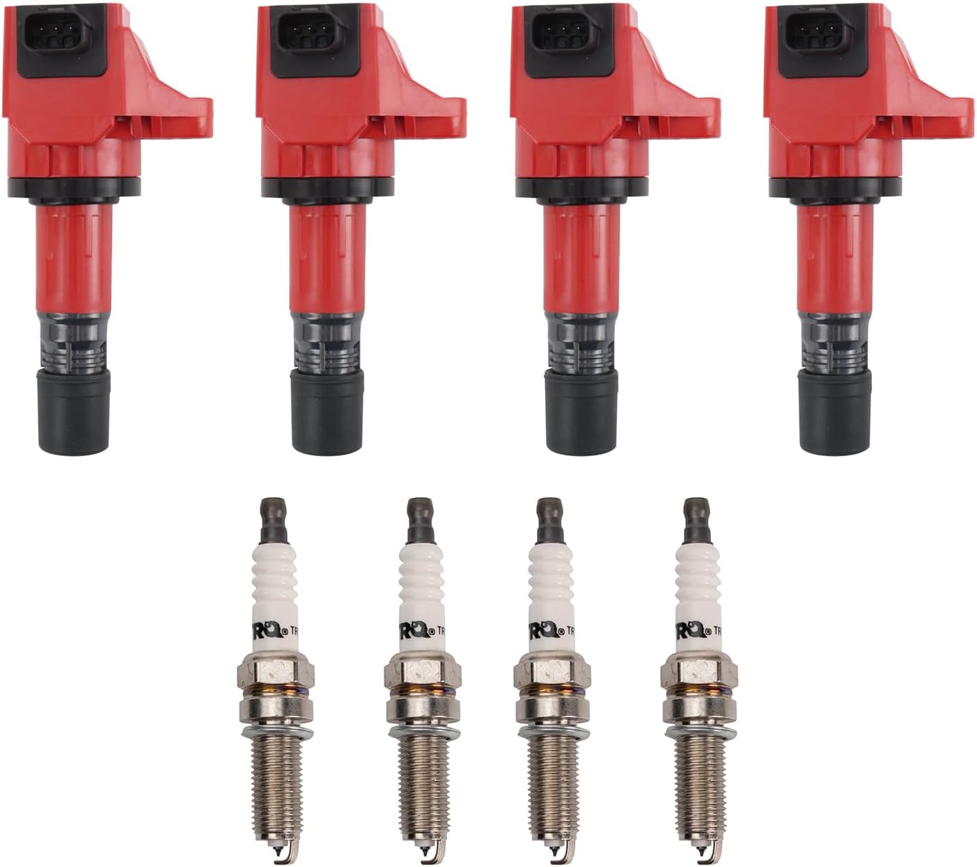 TRQ Ignition Coil and Spark Plug Kit 8 Piece Performance Compatible with 2013-2015 Acura ILX 2012-2015 Honda Civic