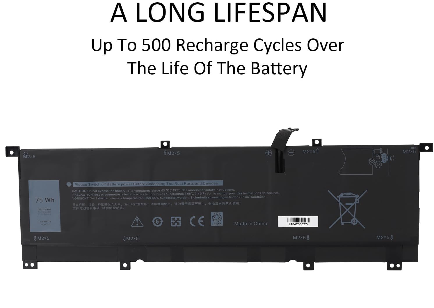 CRLYLC 8N0T7 Batteria per Portatile Dell XPS 15 9575 P73F001 15-9575-D1805TS D1805TS D2605TS D1605TS D1605TS D2801TS D2605TS i5-8305G i7-8705G 2-in-1 Precision 5530 2-in-1 0TMFYT 08N0T7 8NOT7Battery