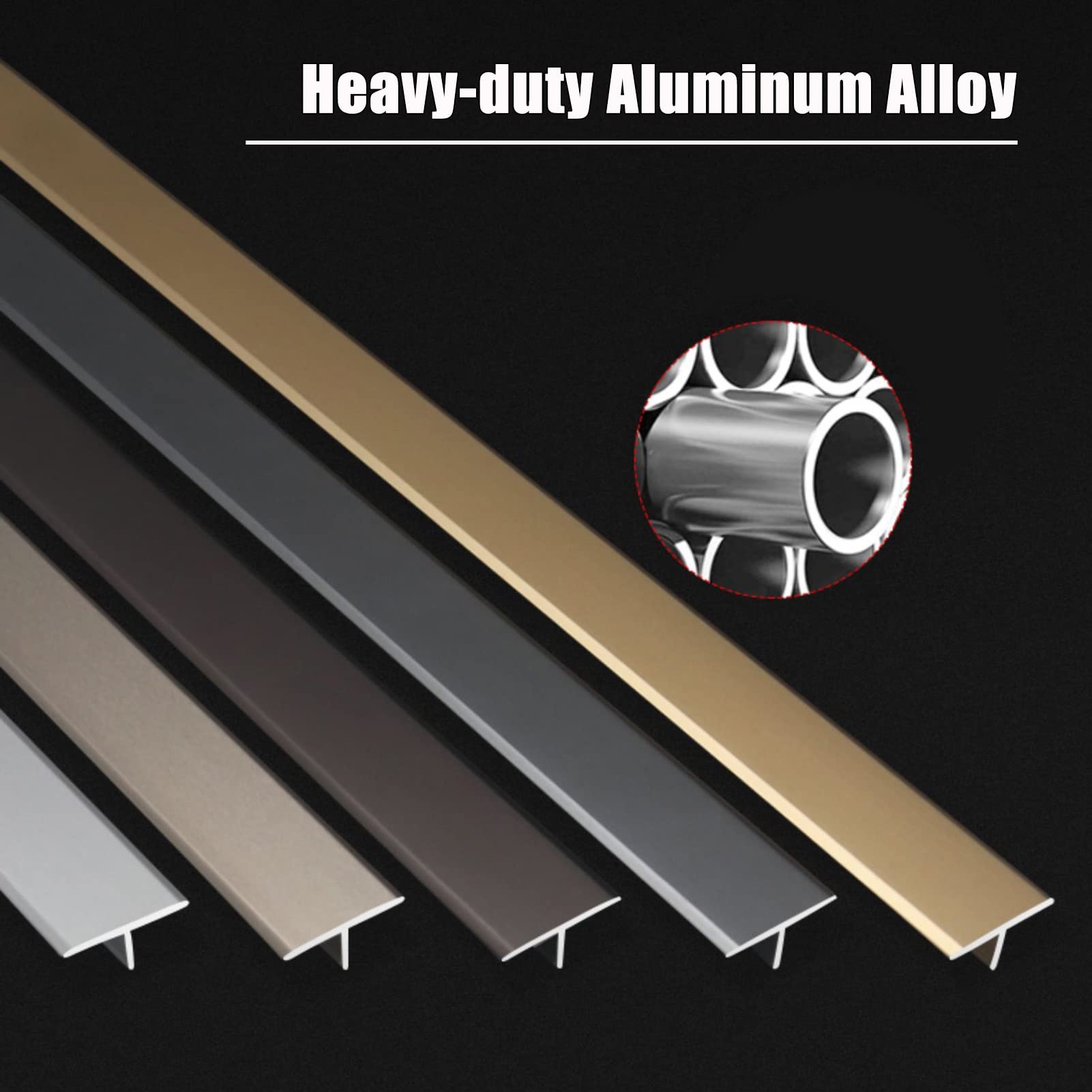 Heavy Duty 3 Inch Floor Transition Strip – Upgraded Aluminum Threshold With Self-Adhesive Liner, 35.4x2.8 Inch, Gold Black