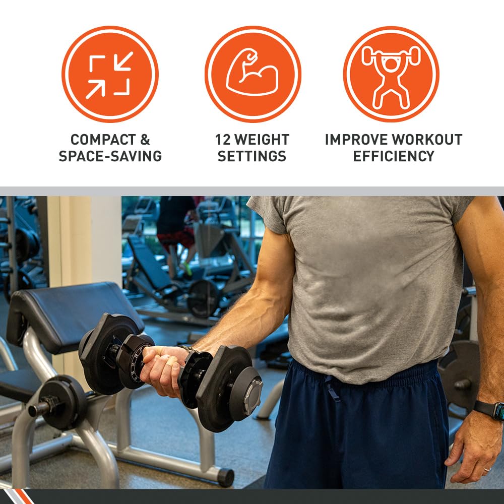 40 Pound Adjustable Dumbbells – Includes 12 Free Weights, Ranging from 3 to 40 Pounds, Ideal for Home Gym Workouts and Weight Training