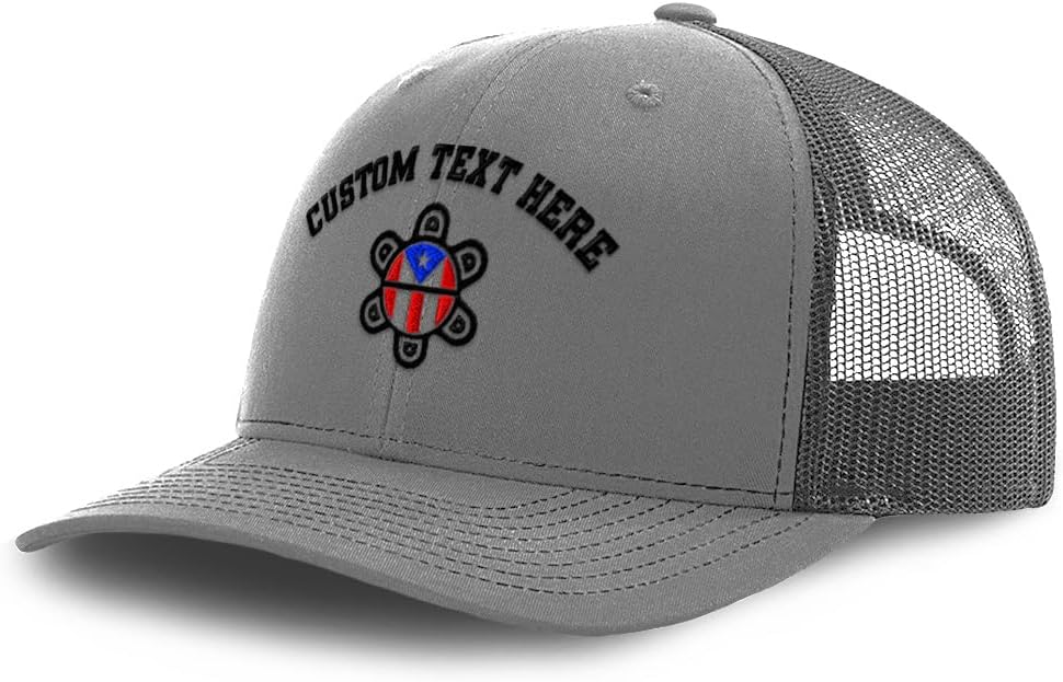 Mesh Cap Hat Embroidered Puerto Rico Flag Sol Taino Boricua Trucker Hats for Men & Women Cotton