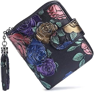 Small Women Wallet Genuine Leather RFID Blocking Bifold Small Purse, Ladies Purse with Credit Card Holder Coin Pocket Zipper Clutch Wallet
