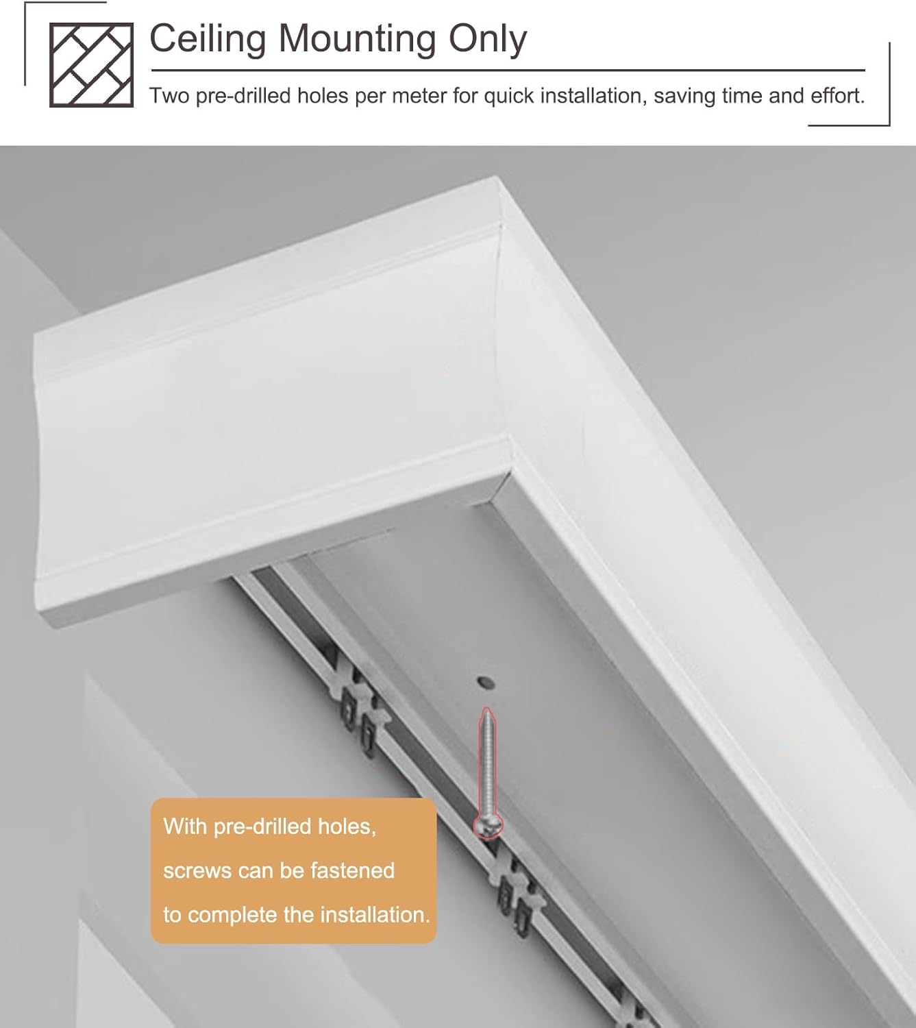 Ceiling Curtain Track System with Rolling Hooks, Durable Curtain Rail for Home & Office, 3.2ft-26.2ft Adjustable Length, White, Ideal for Living Room & Window Treatments