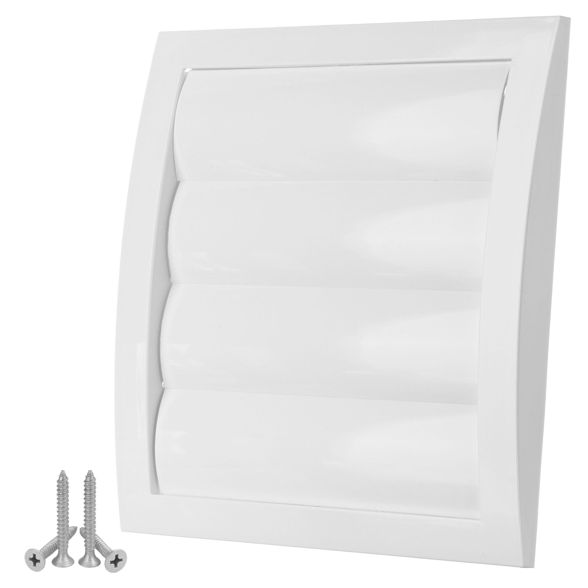 LIRAST Ø 150mm / 6'' White Plastic Ventilation Grille with Non-Return Gravity Shutters - Air Vent Cover with Insect Protection
