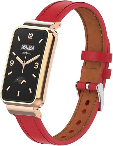 Miniatura 3 de Compatible con Xiaomi Mi Band 7 Pro Band, Mi Band 7 Pro Correa de repuesto de cuero para pulsera con marco de metal para Xiaomi Mi Smart Band 7 Pro