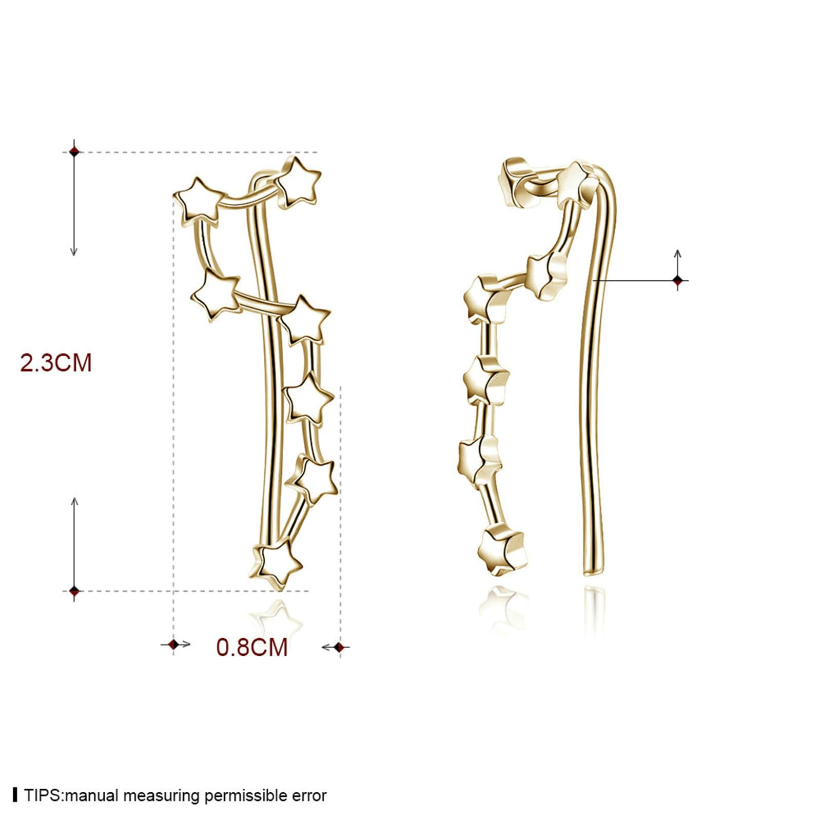 Beydodo Ohrclips Damen ohne Ohrlöcher, Ohrringe 750 Gold Sterne Ear Cuff Ohrklemme Nickelfrei für Frauen