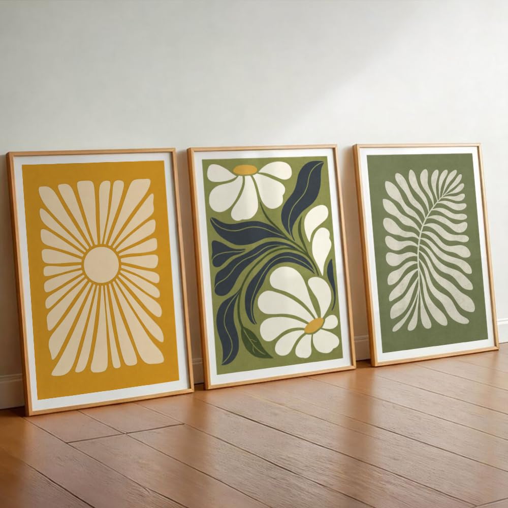 Karaaly Set of 3 Flower Wall Painting for Bedroom & Painting -1