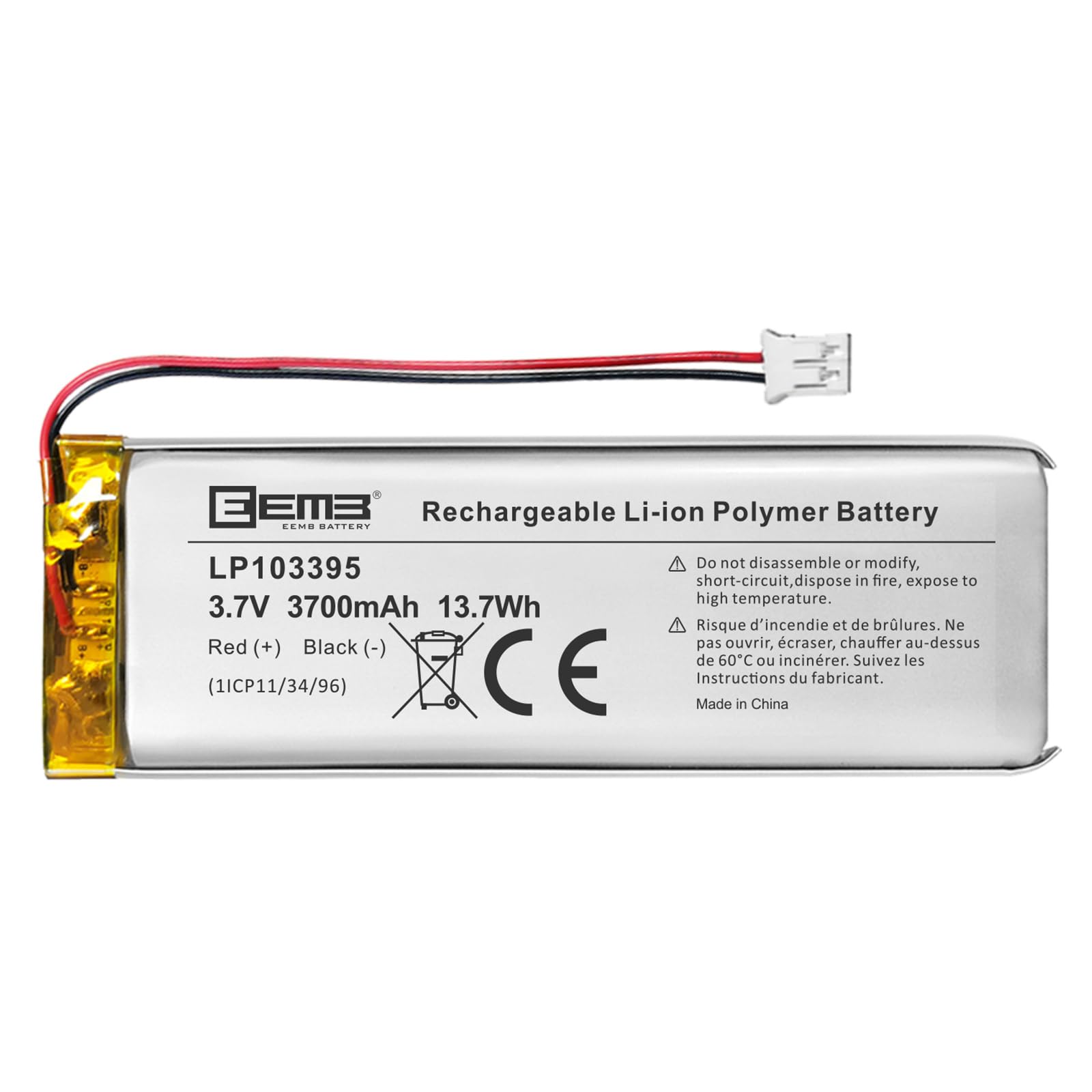 EEMB 3.7V 103395 3700mAh Lipo Battery JST 2.0mm
