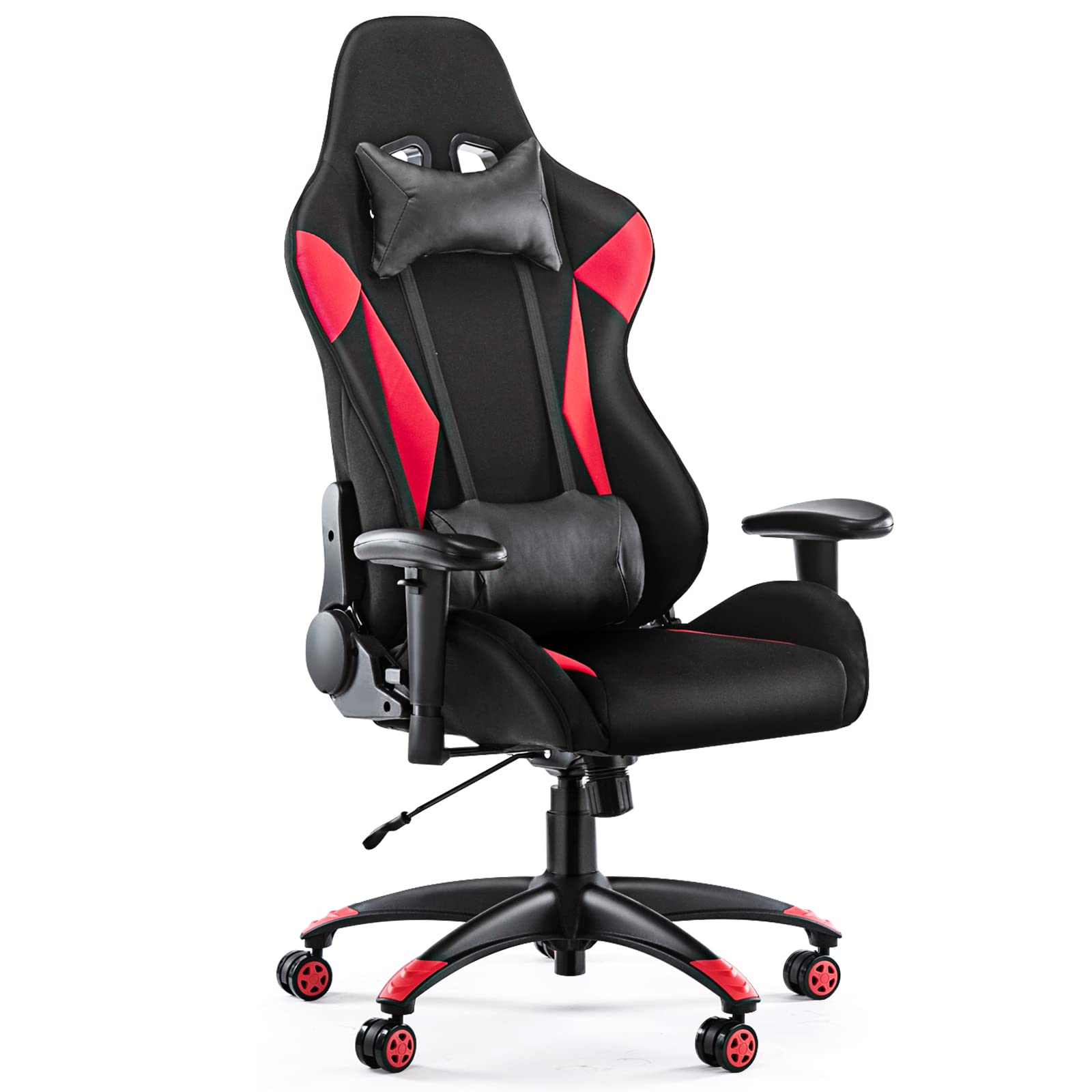 Gaming Chair - Elastic Cloth Fabric Ergonomic Racing Style Game Office Computer Desk Chairs, Adjustable Arm Swivel Task Chair with Headrest and Lumbar Support Pillow for Adults, Teens
