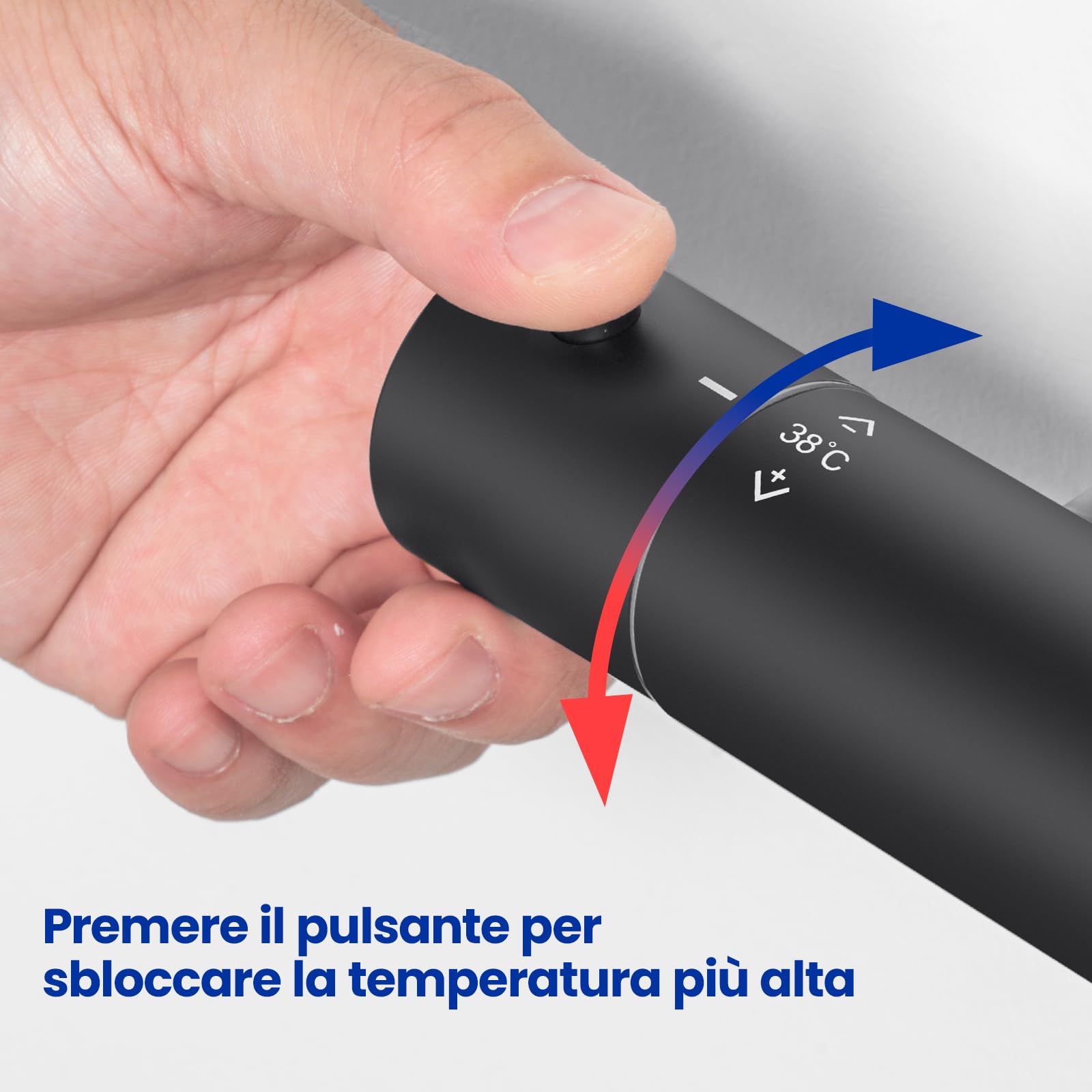 Auralum Miscelatore Doccia Nero, Miscelatore Termostatico Doccia, Rubinetto Doccia da Muro con Controllo Costante Della Temperatura a 38℃, Miscelatore Doccia Esterno per Vasca da Bagno, con Deviatore