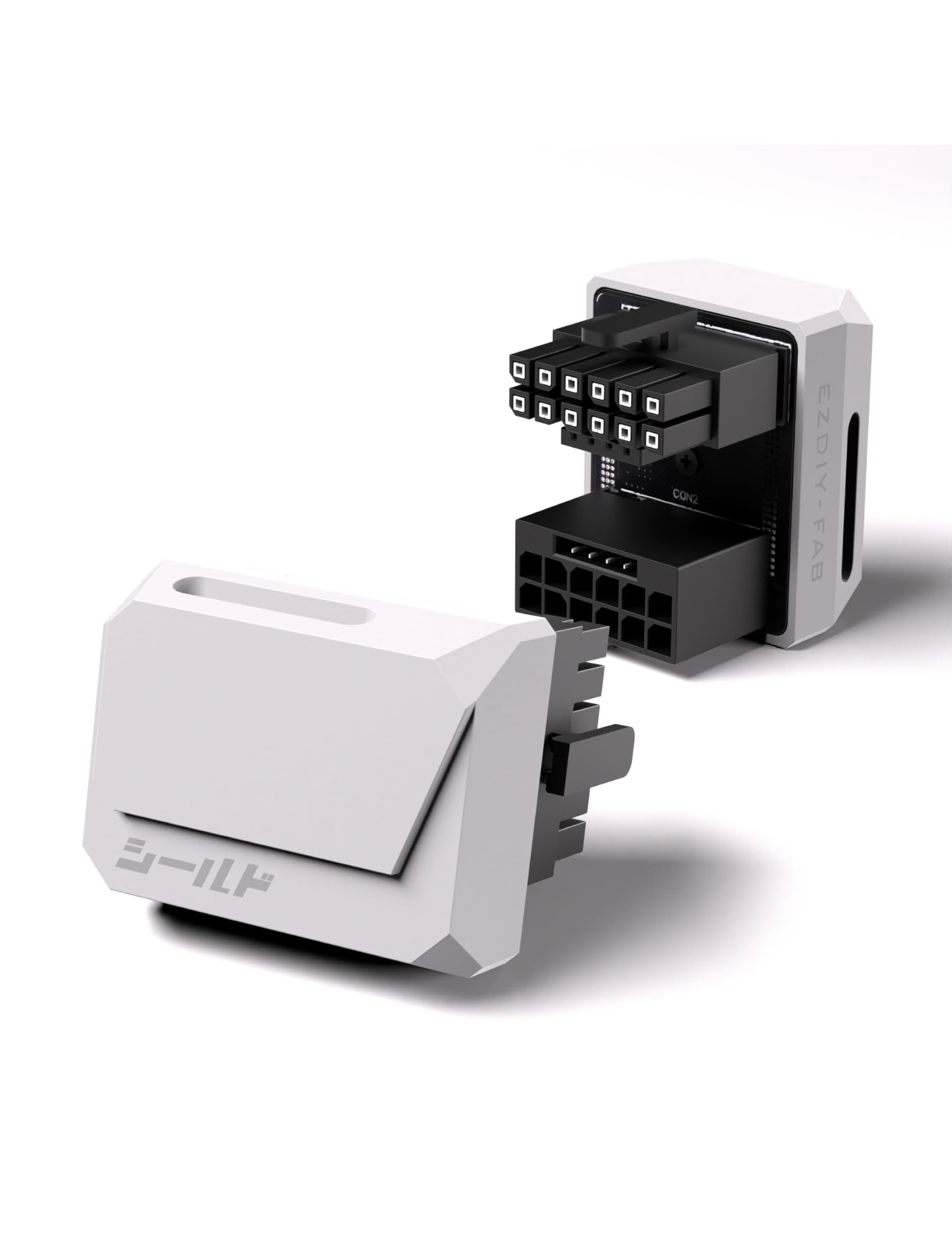 EZDIY-FAB Shield Series PCIe 5.1 Adapter 12VHPWR 12+4 Pin 600W 180 Degree Right Angle Adapter GPU Power Adapter for 12V-2x6 GPU Compatible Graphics Board RTX3090Ti,4070Ti,4080,4090 Reverse Type White - 1 Pack