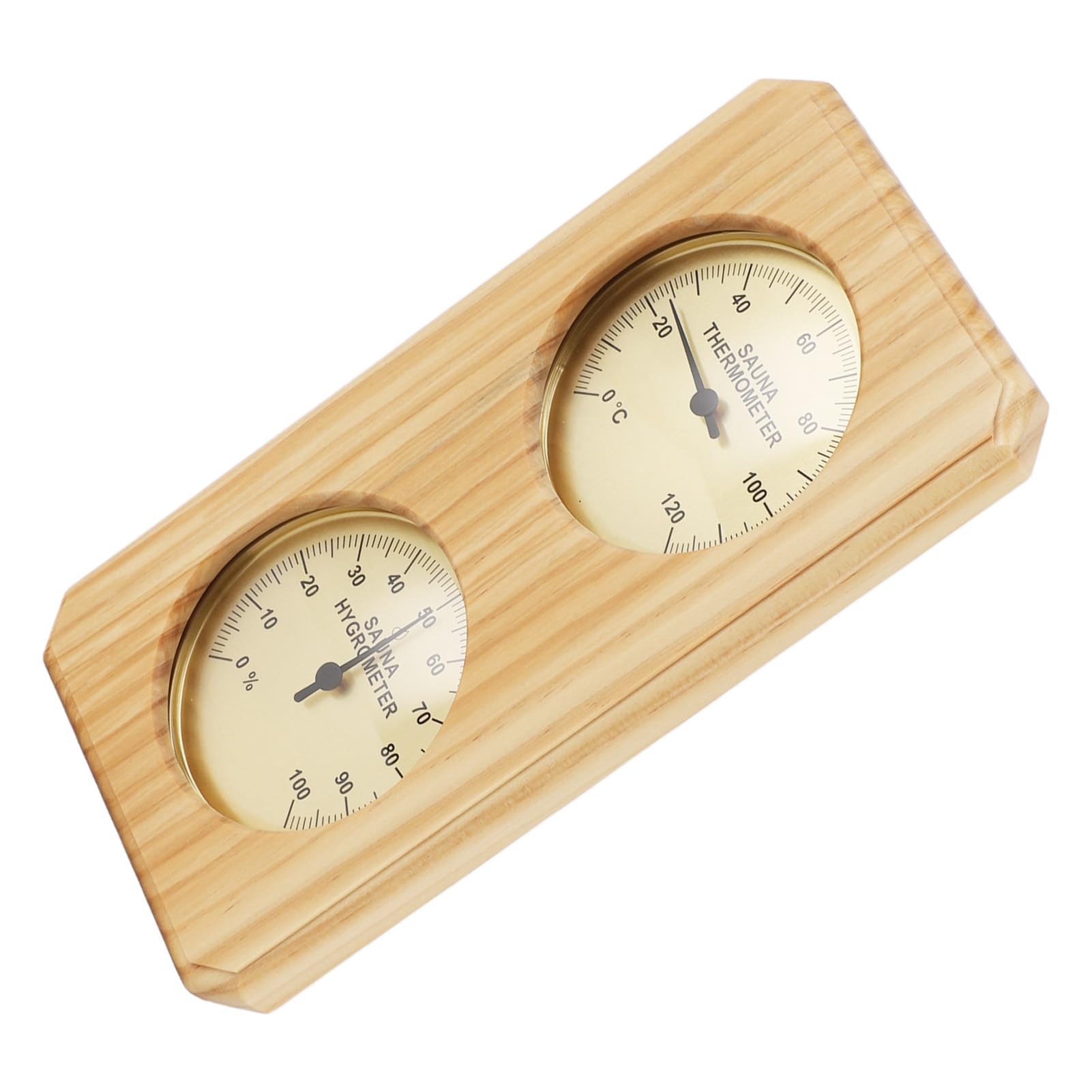 Higrotermógrafo para Sauna, 0 a 100 Humedad Madera PC ABS Cobre 2 en 1 Termómetro Higrómetro para Sauna para la Familia
