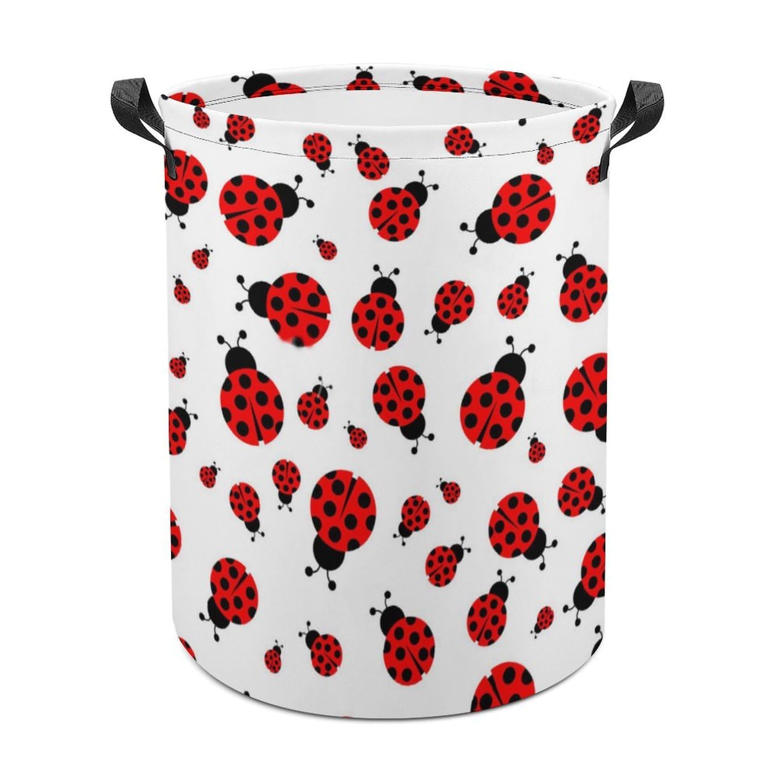 MHYRAC Laundry Hamper, Ladybugs Pattern Infinite Speckled Laundry Basket, Washing Basket with Handle