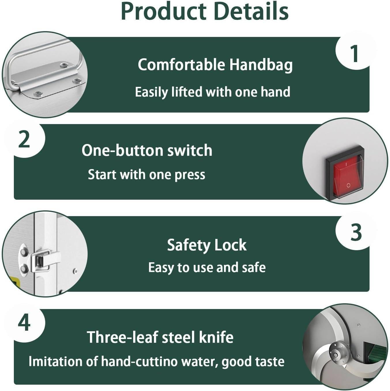 Affettatrice Acciaio Inox Tritatutto Verdure Elettrico 200W 700Giri/Min Ingresso 70mm Spessore Regolabile 1.5-35mm per Cipollotti Peperoni Porri Sedano Commerciale Domestico