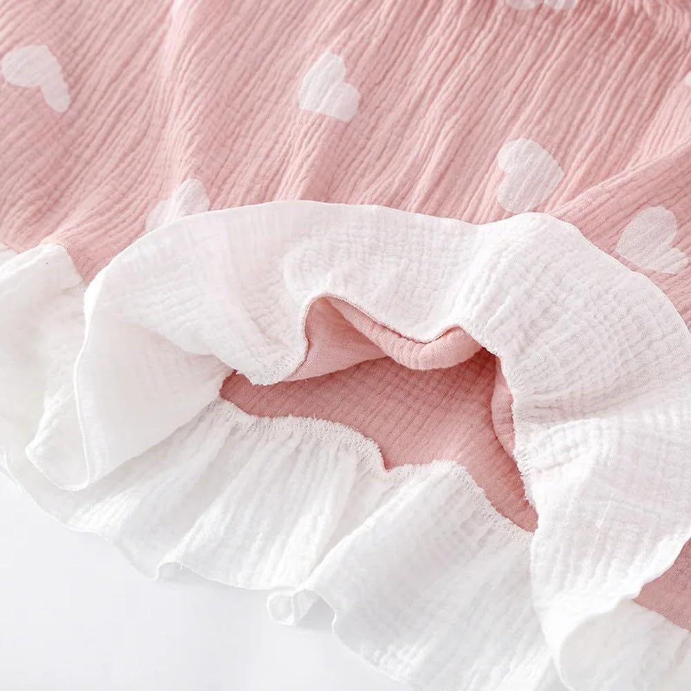 Camicia Da Notte Donna - Abito Lungo Estivo Da Donna A Maniche Corte Camicia Da Notte In Cotone Crêpe Sciolto Per La Casa Fiocco Carino Amore Abito Gonna Per La Casa Indumenti Da Notte Da Donna