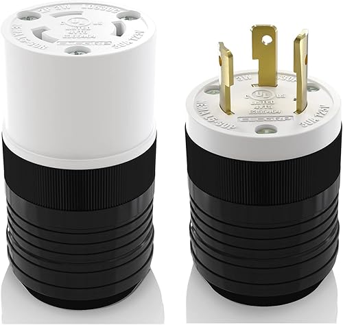 ELEGRP NEMA L5-30P NEMA L5-30R - Juego de enchufe y conector de bloqueo giratorio para generador 30 amperios 125 V 2 polos 3 cables grado